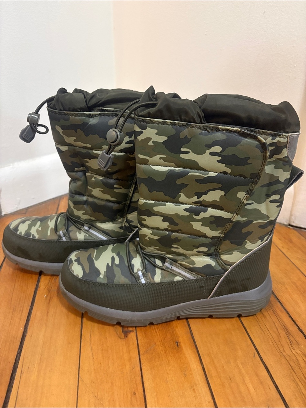 Lands' End Kids Camo Insulated Snow Boots - Olive Green, Size 3M